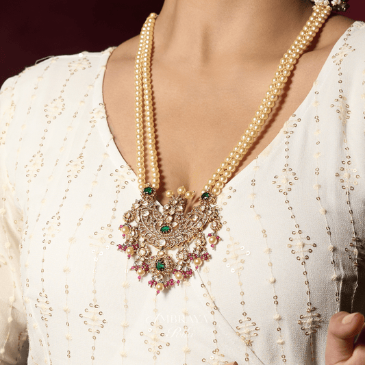 Ruhi Long Necklace - Ambraya Polki