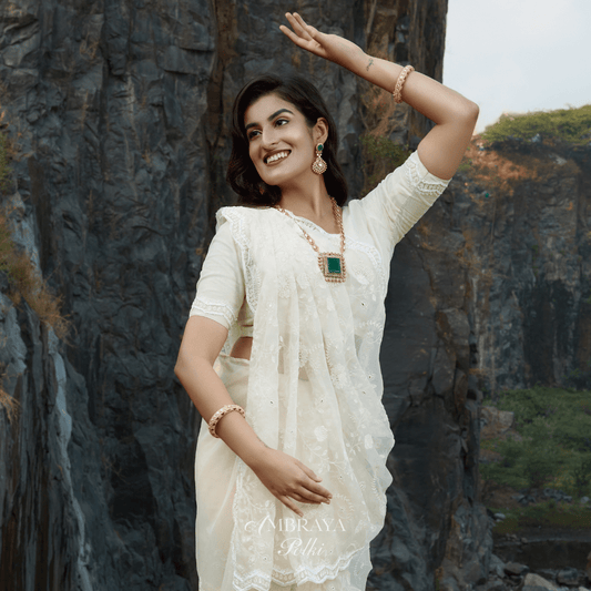 Nayantara Long Necklace - Ambraya Polki