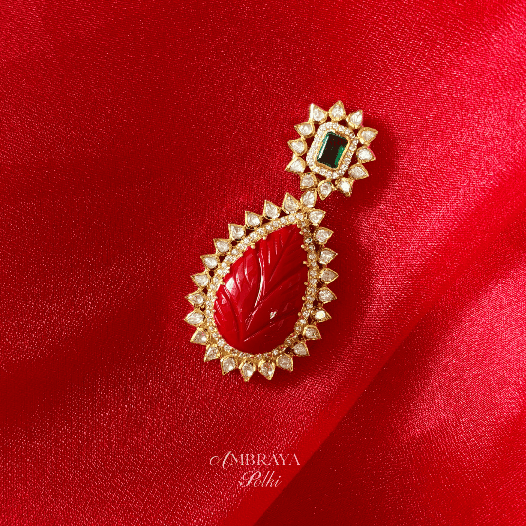 Maya Moonga Pendant - Ambraya Polki