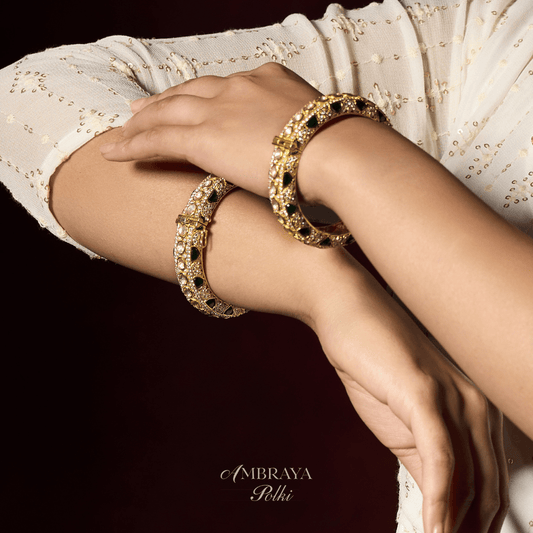 Nirvik Emerald & Ruby Bangles (Pair) - Ambraya Polki