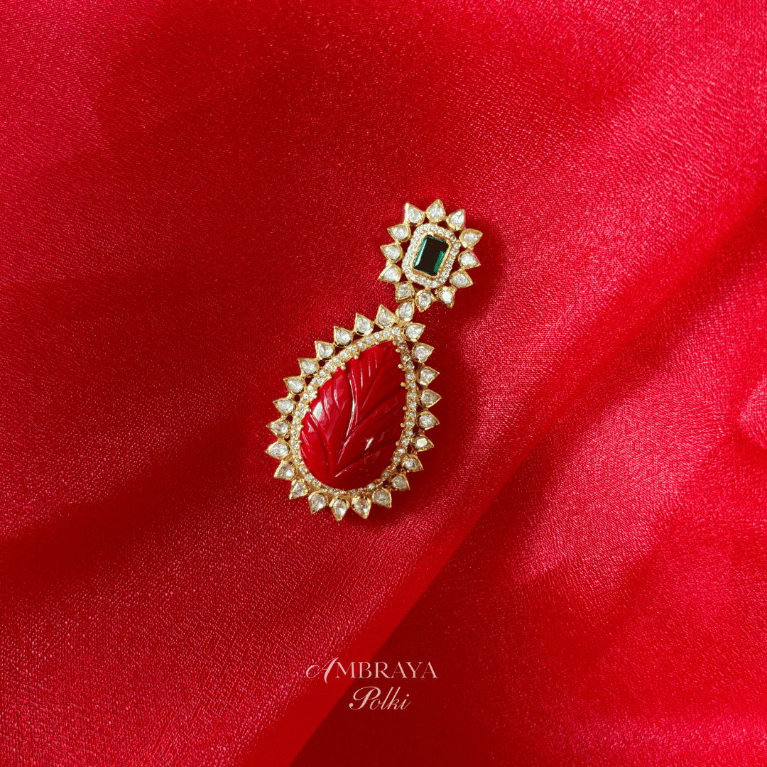 Maya Moonga Pendant - Ambraya Polki