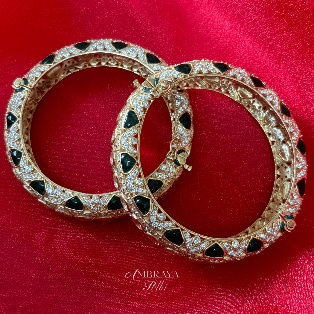 Nirvik Emerald & Ruby Bangles (Pair) - Ambraya Polki