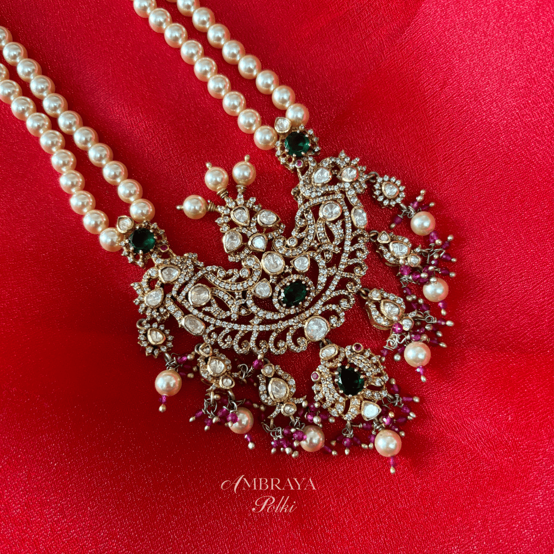 Ruhi Long Necklace - Ambraya Polki