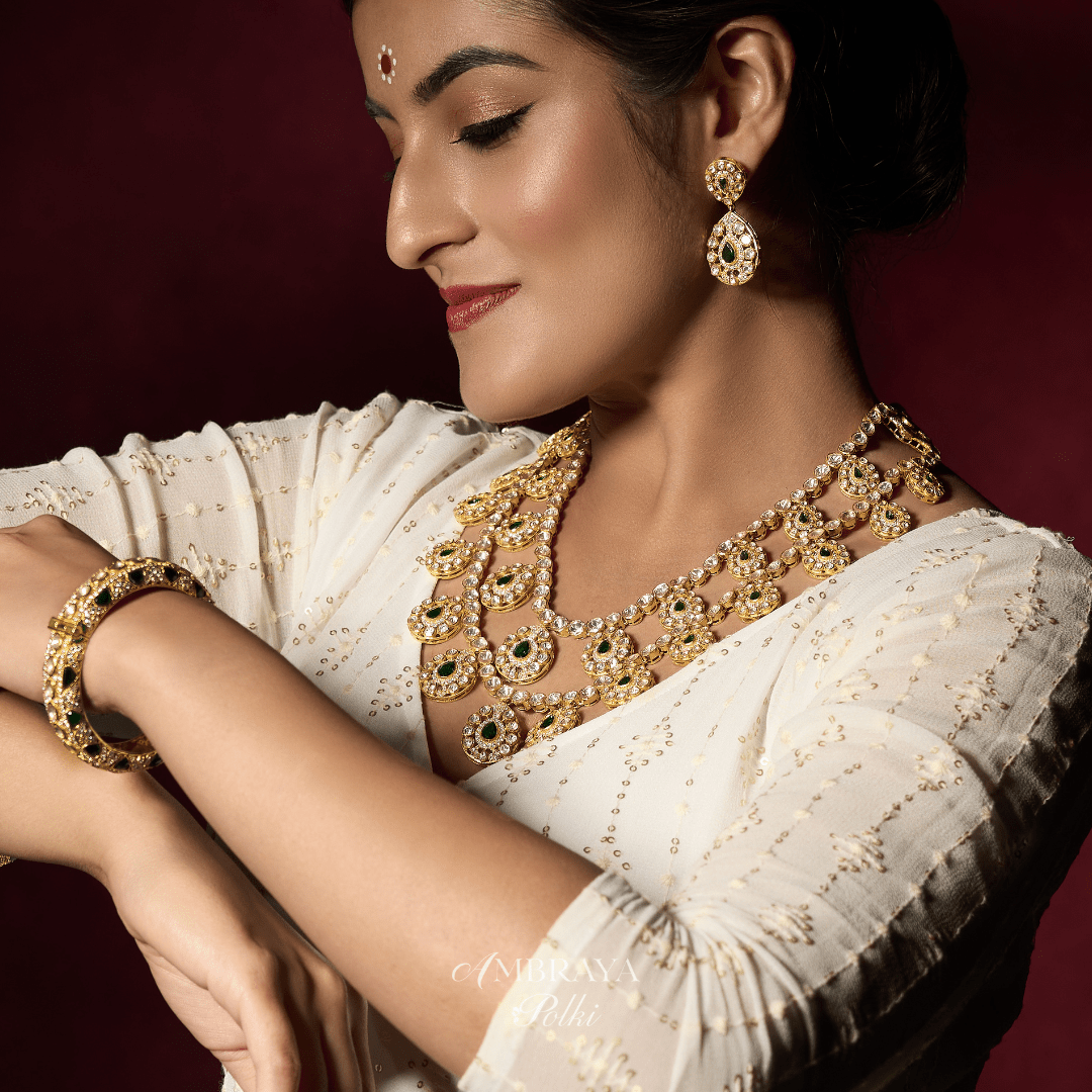 Tanvika Necklace Set - Ambraya Polki