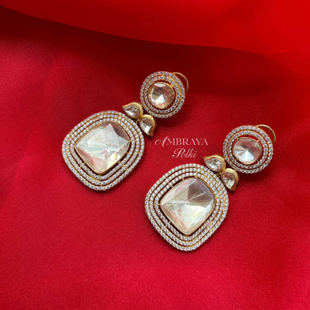 Saira Earrings - Ambraya Polki