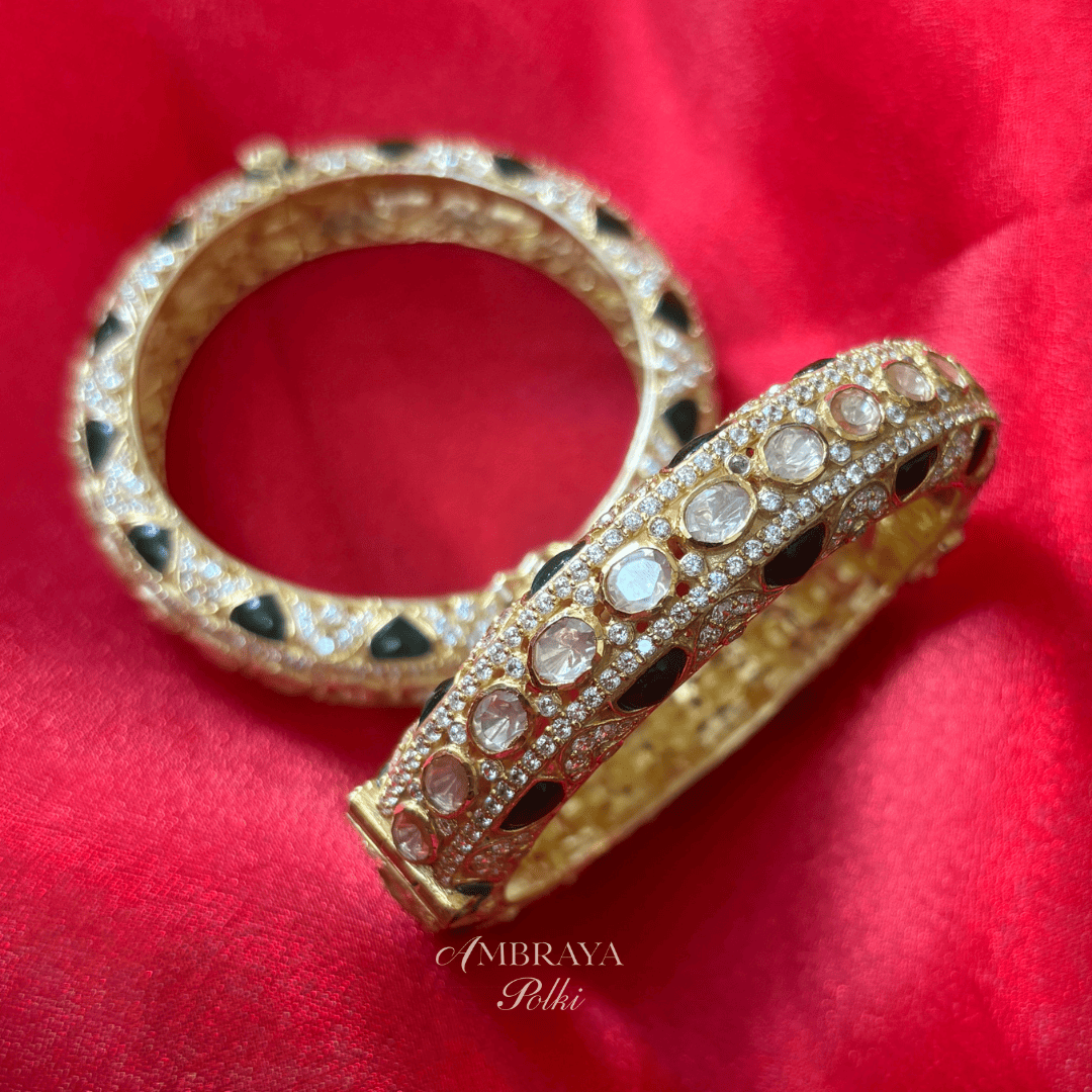 Nirvik Emerald & Ruby Bangles (Pair) - Ambraya Polki