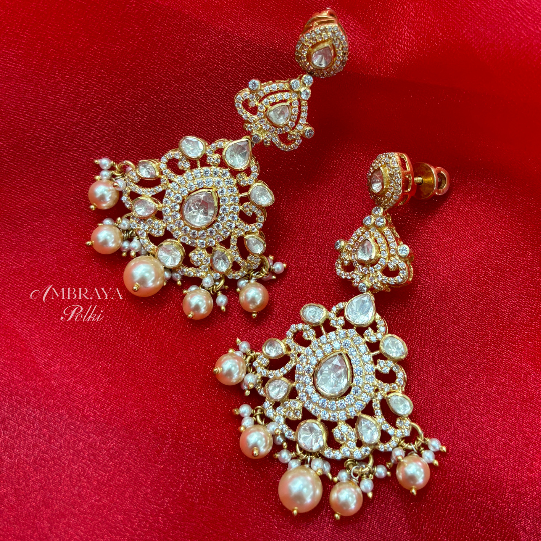 Swara Moissanite Necklace Set - Ambraya Polki