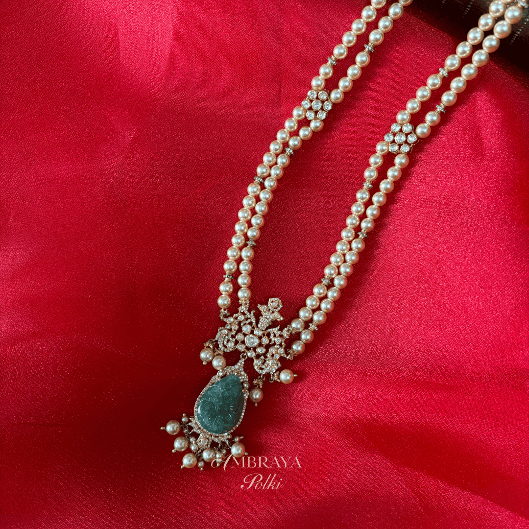Rudrani Long Necklace - Ambraya Polki