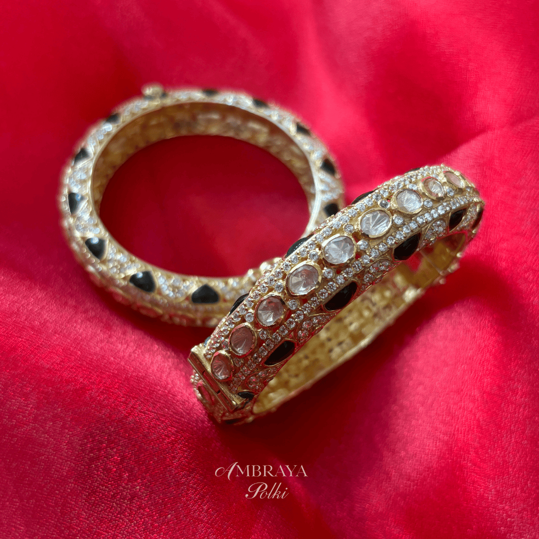 Nirvik Emerald & Ruby Bangles (Pair) - Ambraya Polki