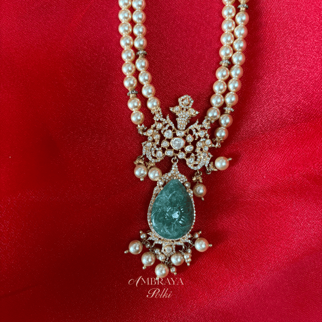 Rudrani Long Necklace - Ambraya Polki