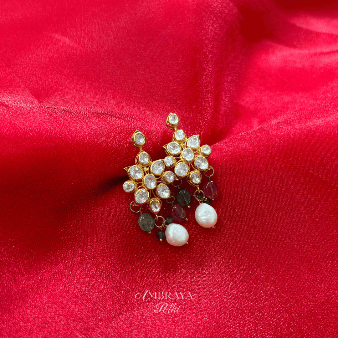 Devi Navratna Earrings - Ambraya Polki