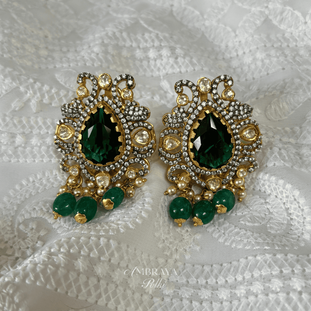 Vanmayi Earrings - Ambraya Polki