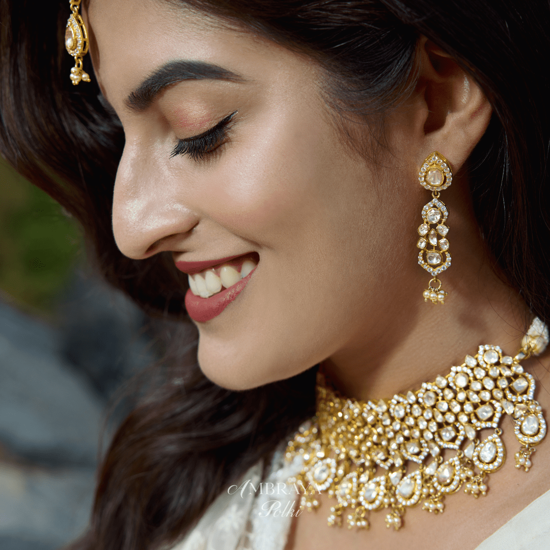 Anika Earrings - Ambraya Polki