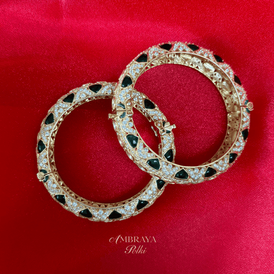 Nirvik Emerald & Ruby Bangles (Pair) - Ambraya Polki