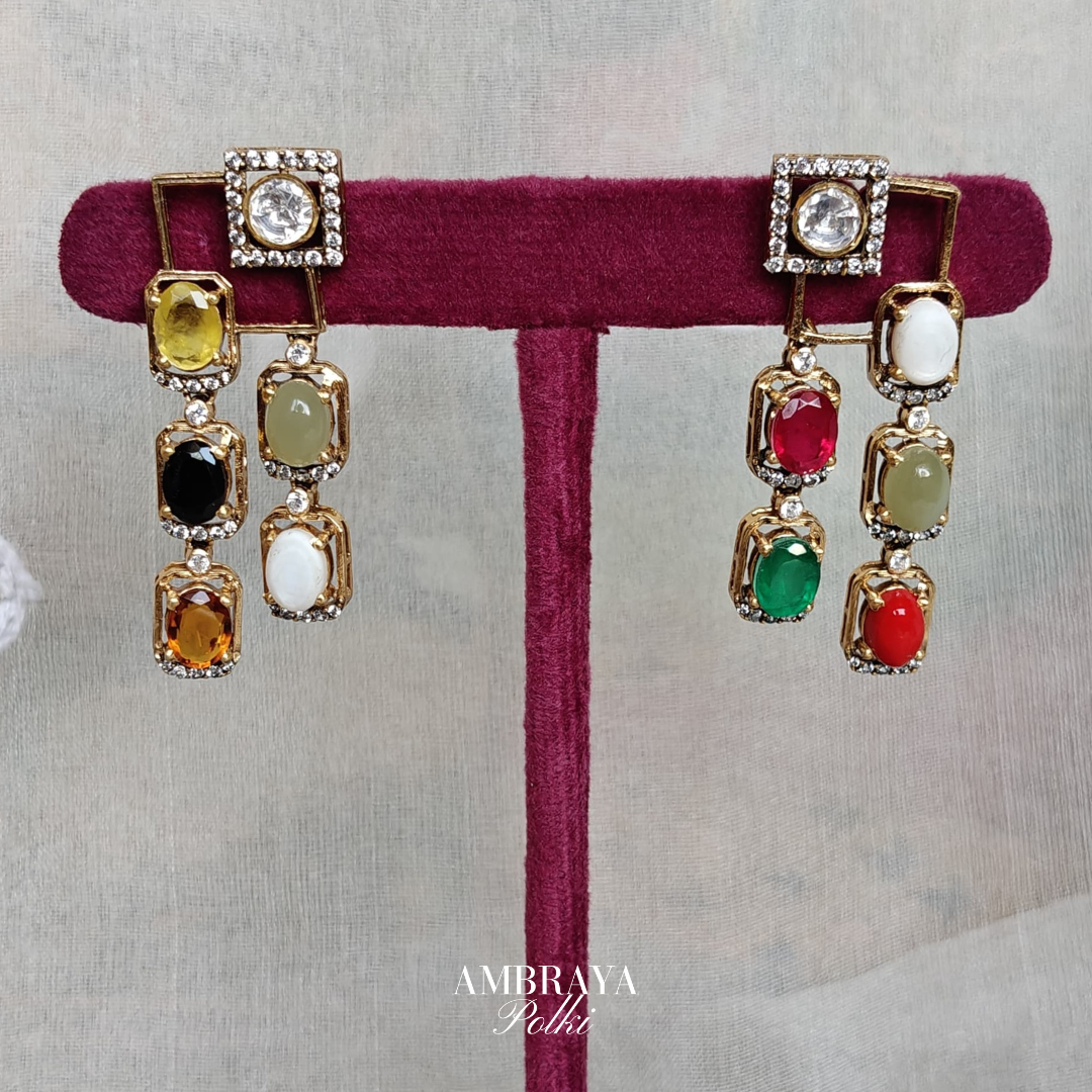 Modern Navratan Earrings