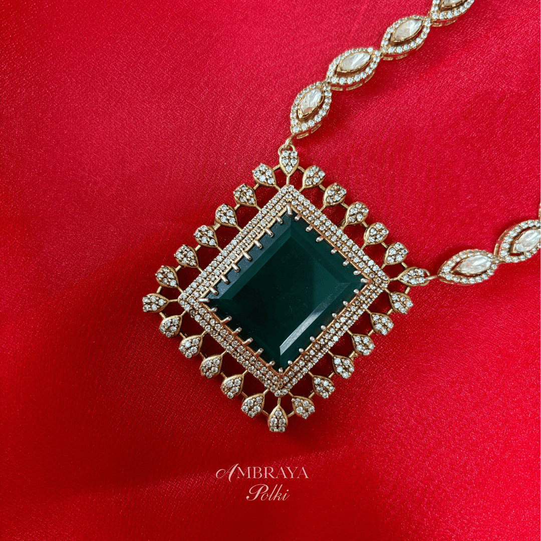 Nayantara Long Necklace - Ambraya Polki