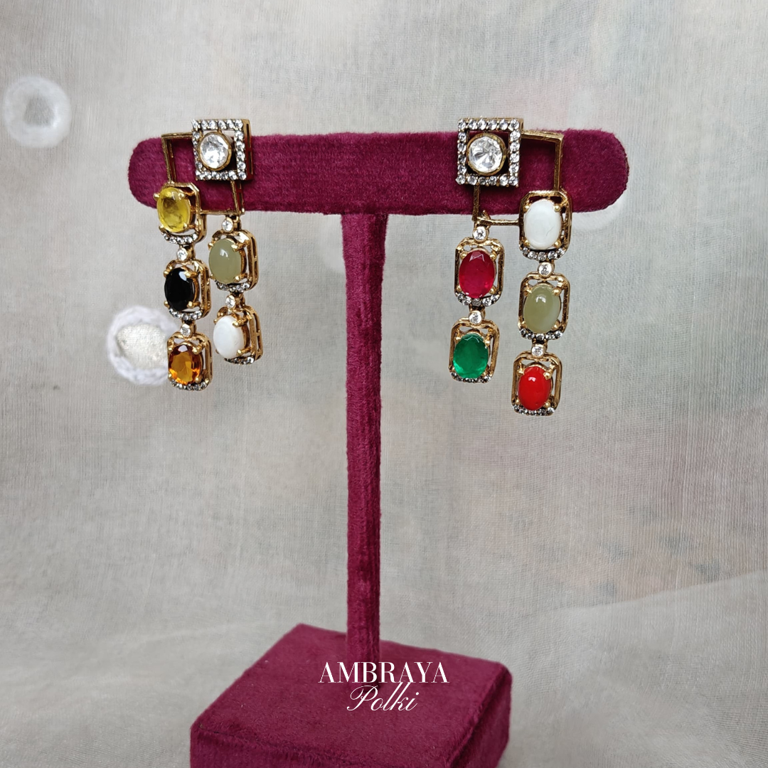 Modern Navratan Earrings