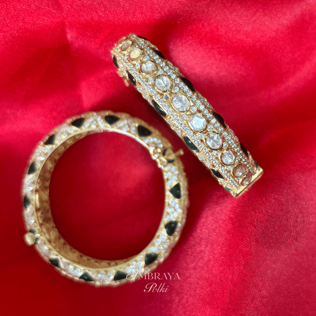 Nirvik Emerald & Ruby Bangles (Pair) - Ambraya Polki
