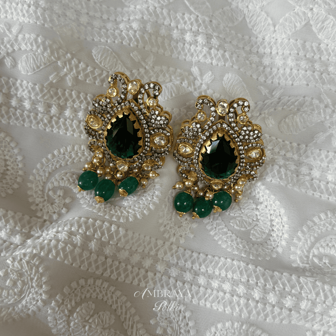Vanmayi Earrings - Ambraya Polki