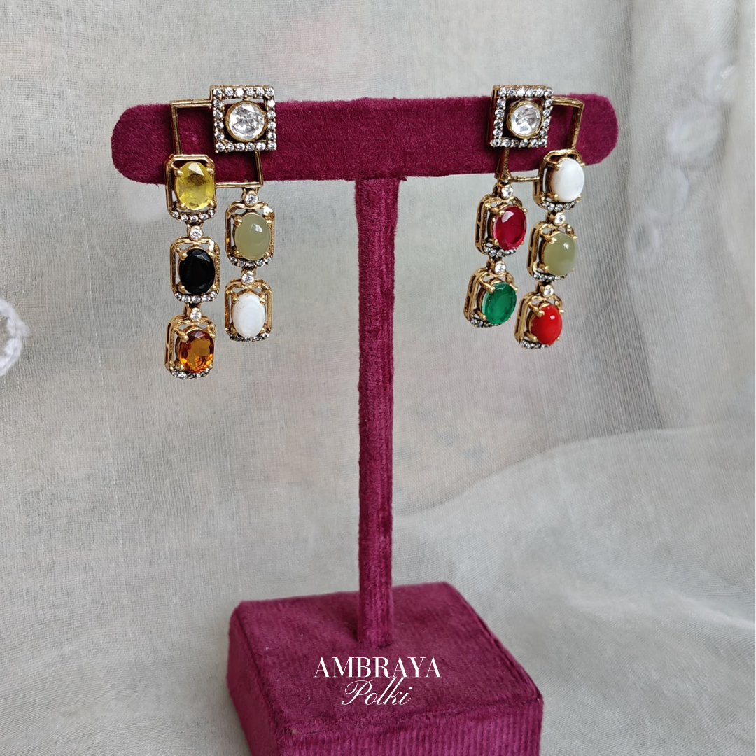 Modern Navratan Earrings