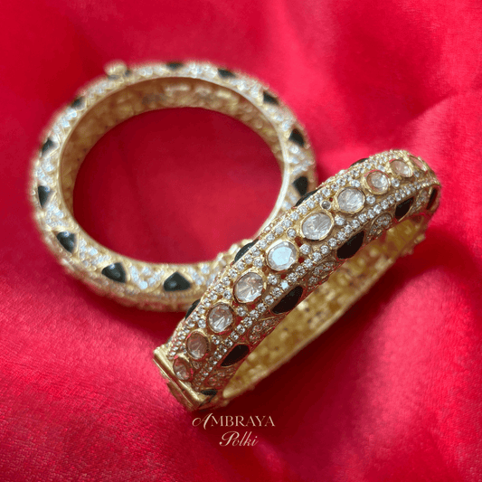 Nirvik Emerald & Ruby Bangles (Pair) - Ambraya Polki
