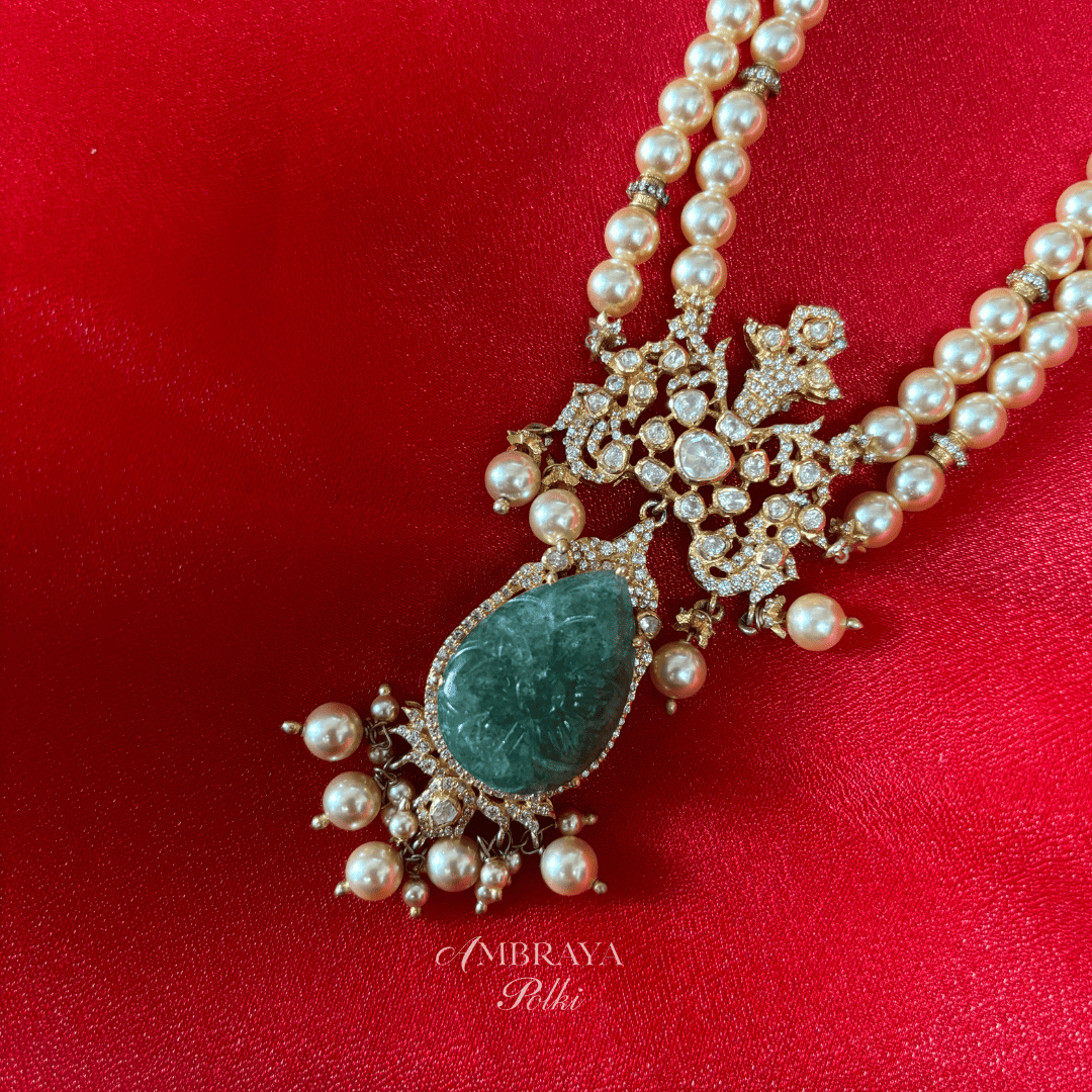 Rudrani Long Necklace - Ambraya Polki