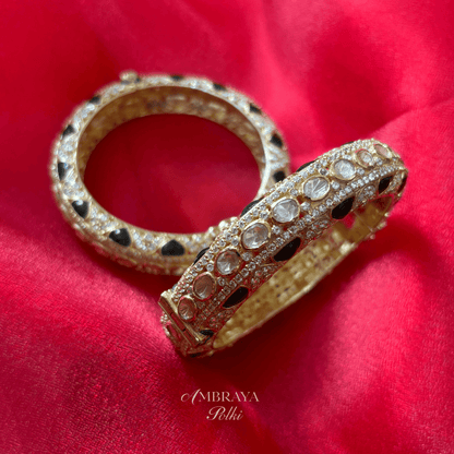 Nirvik Emerald & Ruby Bangles (Pair) - Ambraya Polki