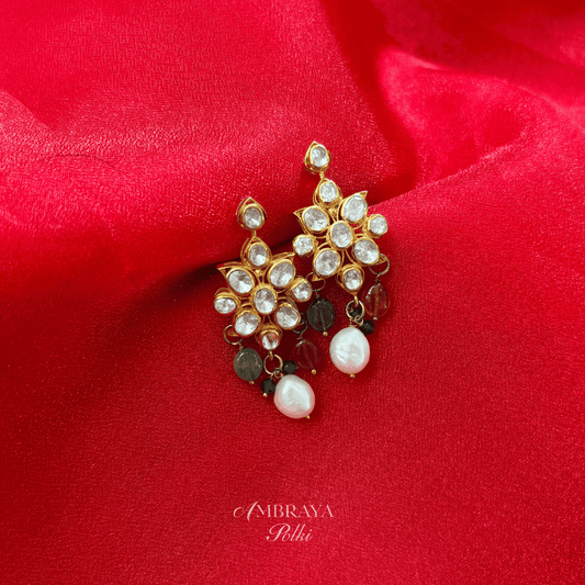 Devi Navratna Earrings - Ambraya Polki
